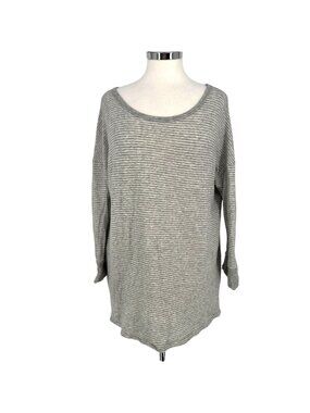 James Perse Striped Relaxed Fit Tunic Top Casual Minimalist Gray White Size XL 4